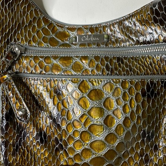 Cole Haan Snake Embossed Patent Leather Shoulder Bag EUC - Picture 2 of 7